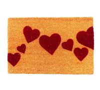 Alfombra de Coco Relaxdays 60x40, con Corazones, Antideslizante, Resistente, Interior/Exterior, Multicolor