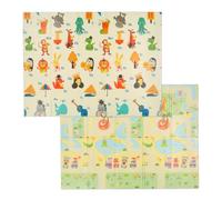 Relaxdays Alfombra de juego plegable con animales azul,amarillo,verde