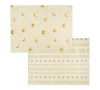Relaxdays Alfombra de juego plegable sol y luna crema,amarillo,gris