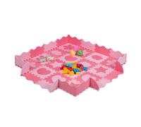 Relaxdays Alfombra de puzle bebé 52 piezas y borde fucsia,rosa