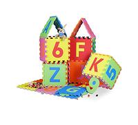 Relaxdays Alfombra Gateo Bebé con Letras y Números, impresión, Color, 180 x 180 cm (10021531)