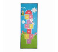 Relaxdays Alfombra Infantil con Rayuela, 180x70 cm, Alfombrilla Actividades, Juego para Niños, Base Engomada, Multicolor, Poliéster, 1 Unidad