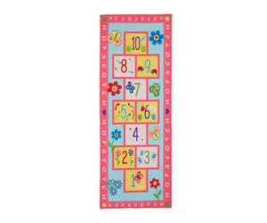 Relaxdays Alfombra infantil con rayuela rosa amarillo,azul claro,fucsia