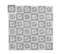 Relaxdays Alfombra Infantil Puzzle Letras y Números, Tapete de Juego para Niños, 179,5x179,5 cm, Gomaespuma, Blanco/Gris