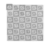 Relaxdays Alfombra Infantil Puzzle Letras y Números, Tapete de Juego para Niños, 179,5x179,5 cm, Gomaespuma, Blanco/Gris
