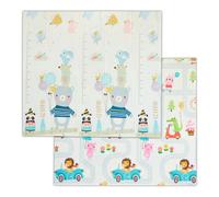 Relaxdays Alfombra juego niños animales plegable blanco,azul,marrón