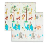 Relaxdays Alfombra juego niños plegable animales blanco,amarillo,gris