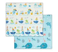 Relaxdays Alfombra Juegos Niños, Plegable, Animales Marinos, Sin Sustancias Nocivas, Lavable, 195 x 175 cm, Multicolor, Gomaespuma