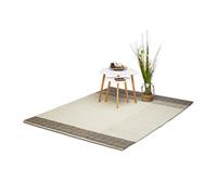Relaxdays Alfombra Moderna, Pasillo, 160 x 230 cm, Fibras Naturales, Grande Hecha a Mano, Natural, Gris, Zigzag patrón