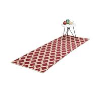 Relaxdays Alfombra Pasillo Algodón, 70x140cm, Hecha a Mano, Antideslizante, Apta para Suelo Radiante, Rojo