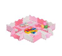 Relaxdays Alfombra puzle bebé 34 piezas con bordes blanco,fucsia,rosa
