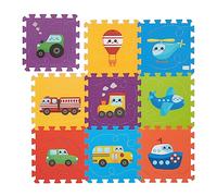 Relaxdays Alfombra Puzle Bebé, 9 Piezas, Sin Tóxicos, Lavable, Colchoneta Juegos Niños, Suelo Gateo de Goma, Multicolor, Gomaespuma, 86 x 86 cm