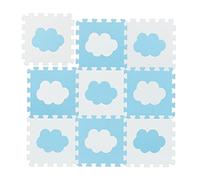 Relaxdays Alfombra Puzle Bebé, Diseño Nubes, 18 Piezas, de Goma EVA sin Sustancias Nocivas, 91,5x91,5 cm, Blanco y Azul, Set de 9