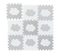 Relaxdays Alfombra Puzle Bebé, Diseño Nubes, 18 Piezas, de Goma EVA sin Sustancias Nocivas, 91,5x91,5 cm, Blanco y Gris, PE, PEVA, Set de 9