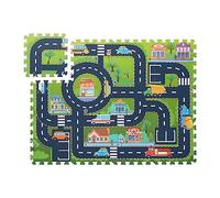 Relaxdays Alfombra Puzle Calles, Colchoneta Juego 12 Piezas, Libre de Tóxicos, Suelo Bebé Goma EVA, 114x86cm, Multicolor