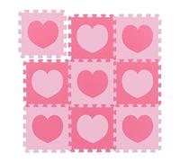 Relaxdays Alfombra Puzle Corazón Niños, 18 Piezas, Colchoneta Bebés, Goma EVA no Nociva, 91,5 x 91,5 cm, Rosado y Fucsia, PE, PEVA, Rosa, Set de 9