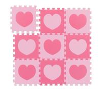 Relaxdays Alfombra puzle de 18 piezas corazón fucsia,rosa
