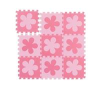 Relaxdays Alfombra Puzle Flores, 9 Piezas, Suelo Goma Eva Bebés, Sin Sustancias Nocivas, 91,5x91,5 cm, Rosado y Fucsia, Set de 9