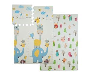 Relaxdays Alfombra puzle reversible búho elefante blanco,verde,naranja