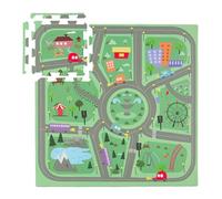 Relaxdays Alfombra Puzzle, 21 Piezas, Alfombrilla Juego, Diseño Ciudad, Esterilla Gateo, Espuma sin Tóxicos, Multicolor, 1 x 89,5 x 89,5 cm