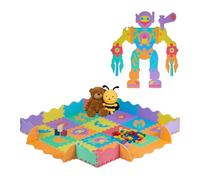 Relaxdays Alfombra Puzzle Bebé, Colchoneta Juegos 4 x 4, con Robot para Montar, Goma No Tóxica, Suelo Gateo, Multicolor, Gomaespuma, 149 x 149 cm