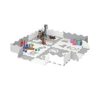 Relaxdays Alfombra Puzzle Bebé, Colchoneta Juegos con Borde, Varios Dibujos, Goma No Tóxica, Suelo Gateo, Blanco y Gris, Gomaespuma, 147 x 147 cm