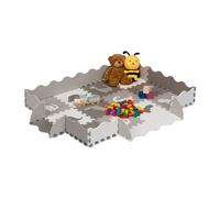 Relaxdays Alfombra Puzzle con Borde, Suelo Puzle para Niños 30 Piezas, Diseño de Dinosaurios, Gomaespuma, Blanco/Gris, 15 x 116 x 87 cm