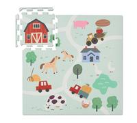 Relaxdays Alfombra puzzle infantil con granja blanco,verde,rojo