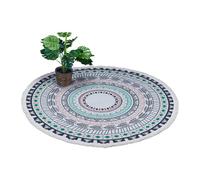 Relaxdays Alfombra redonda flecos diseño mandala crema,verde,negro