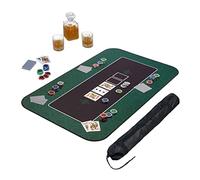 Relaxdays Alfombra Tapete de Póker 100 x 60 cm, Texas Holdem, Casino, Mantel Mesa Póquer Grande, Antideslizante, Poliéster, Verde, Caucho