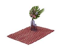 Relaxdays Alfombra yute con zigzag rojo y beige beige,rojo oscuro