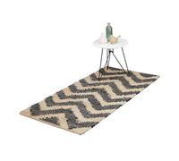 Relaxdays Alfombra yute estampado zigzag 70x140cm beige,negro