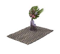 Relaxdays Alfombra Yute Hilado a Mano, Tapete Fibras Naturales Zigzag Pasillo, Salón, Cocina, 60x90cm, Gris y Beige