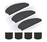 Relaxdays Alfombras Escaleras, Set 15, Alfombrillas Escalones, Antideslizantes, 65x24 cm, Autoadhesivas, Gris Oscuro