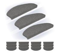 Relaxdays Alfombras Escaleras, Set 15, Alfombrillas Escalones, Circular, Antideslizantes, 65x24 cm, Autoadhesivas, Gris