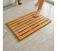 Relaxdays Alfombrilla baño bambú, 60 x 37 cm, Antideslizante para bañera, Ducha y Sauna, Interior y Exterior, Natural