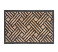 Relaxdays Alfombrilla Coco/PVC, Trenzada, 60 x 40 cm, Natural/Negro