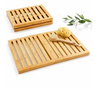 Relaxdays Alfombrilla de bambú Antideslizante, Plegable, Natural | interior/exterior, ducha y sauna, 59,5x39 cm