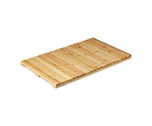 Relaxdays Alfombrilla de bambú para baño, Impermeable, Higiénico, 40x65 cm