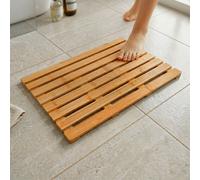 Relaxdays Alfombrilla de baño bambú marrón claro