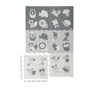 Relaxdays Alfombrilla Puzzle, 18 Piezas. Alfombra de Juego para bebés con Borde, Espuma sin toxinas, Blanca/Gris