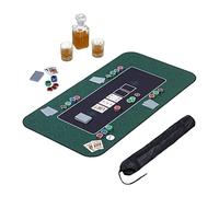 Relaxdays Alfombrilla Tapete de Póker 120x60cm, Texas Holdem, Casino, Mantel Mesa Póquer Grande, Antideslizante, Poliéster, Verde, Caucho, 120 x 60 cm