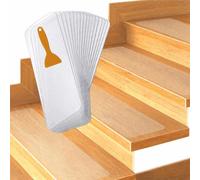 Relaxdays Alfombrillas escalones, 15 pzas., 81 x 15 cm, Transparentes | (An x Fon): 15x81 cm, adhesivas, transparentes
