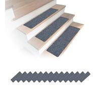 Relaxdays Alfombrillas para escalones 16 Unidades, rectangulares, 65 x 20 cm, Autoadhesivas, Gris Claro