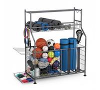Relaxdays Almacenamiento de material deportivo gris