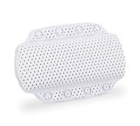 Relaxdays Almohada Bañera con Ventosas, Cojín Baño, Reposacabezas, Hidromasaje, Gomaespuma, 19,5 x 30,5 x 3,5 cm, Blanco, 19.5 x 30.5 x 3.5 cm
