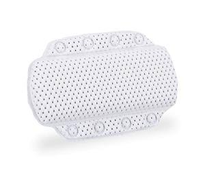 Relaxdays Almohada Bañera con Ventosas, Cojín Baño, Reposacabezas, Hidromasaje, Gomaespuma, 19,5 x 30,5 x 3,5 cm, Blanco