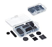 Relaxdays Almohadillas 136 Fieltros Adhesivos, Protectores Patas Muebles, Antideslizantes, Salva Sillas con Caja, Negro, 16 x 10 x 3.5 cm