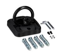 Relaxdays Anclaje Bicicleta Pared y Suelo, Gancho Moto Antirrobo, Aro de 14 mm, Enganche Bici, Acero y Plástico, Negro, 12 x 13,5 x 12,5 cm