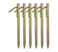 Relaxdays Anclaje Piquetas de Camping, Set de 6, Estacas Tienda de Campaña, Clavijas Suelo, 30 cm, Acero Resistente, Dorado, 30 x 9 x 1,5 cn